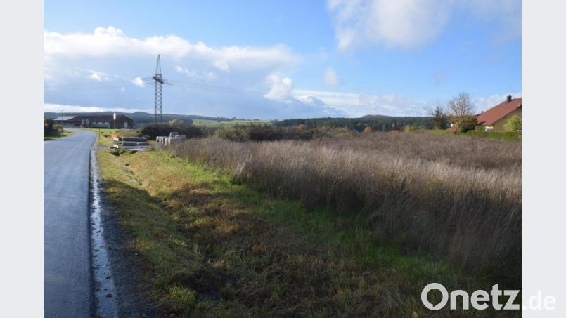 An der Straße zur Gleitsmühle sind rechts die Häuser von &quot;Hinter den Gärten&quot;, und links das Stallgebäude des angrenzenden Landwirts. Dazwischen liegt das Baugebiet &quot;Irchenrieth Mitte&quot;. Bild: fz