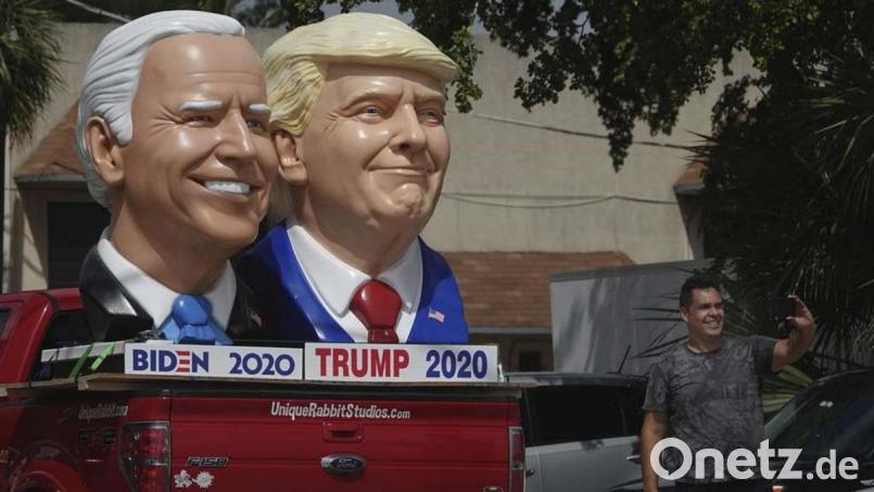 Joe Biden und Donald Trump kämpfen um die Präsidentschaft in den USA. Amberger, die in den Vereinigten Staaten leben, rechnen mit einem knappen Ergebnis. Bild: Joe Cavaretta/dpa