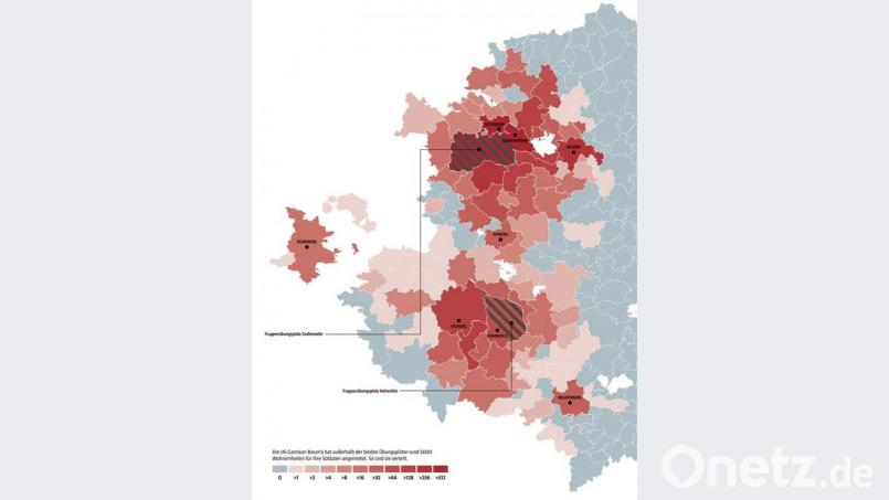 Wo die Amis wohnen: Ein Blick auf die Oberpfalz mit dem Schwerpunkt auf Wohnungen für US-Soldaten. Grafik: Würth, Wolfgang/Christian Gold