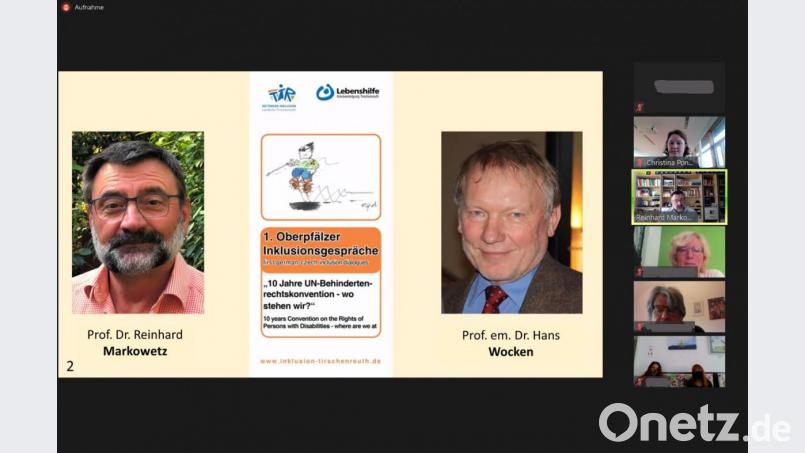 Bei der Online-Fachtagung sprachen unter anderem Vortrag Prof. Markowetz und Prof. Wocken. Screenshot: Christina Ponader/exb