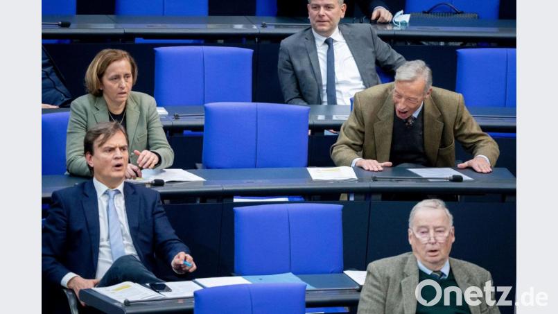 Bernd Baumann (von links), parlamentarischer Geschäftsführer der AfD-Bundestagsfraktion, Beatrix von Storch, Armin-Paul Hampel und Alexander Gauland, Fraktionsvorsitzender der AfD, am ´Freitag im Bundestag. Bild: Kay Nietfeld/dpa