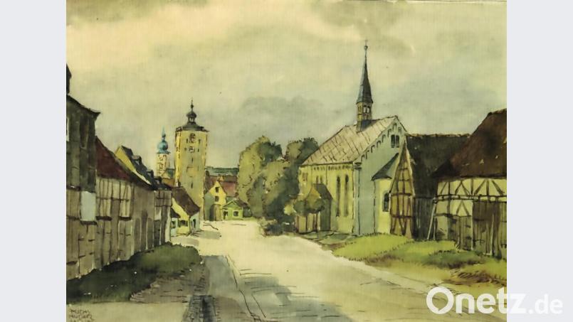 Kunstmaler Karl Fuchshuber zeichnete die Regensburger Straße. Repro: tsp