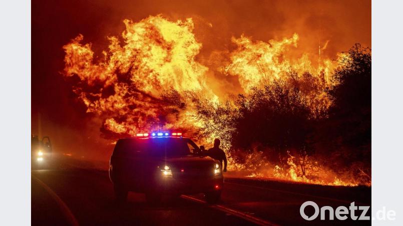 Waldbrände wie hier im September in Oroville, USA, gehören in Wolf Harlanders Roman zum Alltag. Bild: Noah Berger