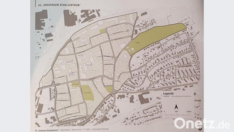 In dem neuen Sanierungsgebiet, das die Stadt Marktredwitz ab Dezember untersucht, leben rund 4000 Menschen, und es gehen zirka 3000 Schüler hier zur Schule. Hinzu kommen 500 Lehrer. Die Stadt hofft auf eine Förderung der Maßnahme und der Umsetzung in Höhe von 80 Prozent. Plan: Stadt Marktredwitz/exb