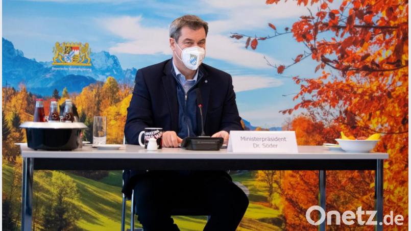 Ministerpräsident Markus Söder (CSU) vor Beginn der Kabinettssitzung im Videoraum in der Staatskanzlei. Bild: Sven Hoppe/dpa