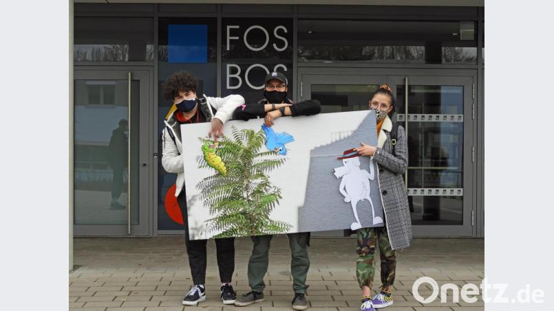 Die Schüler fotografieren Weiden aus einer anderen Perspektive - und stellen die Bilder in Comic-Manier aus. Bild: Silke Winkler