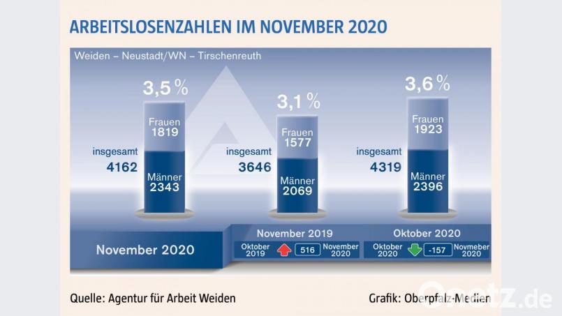Die Arbeitslosenzahlen im November. Bild: dnt_red