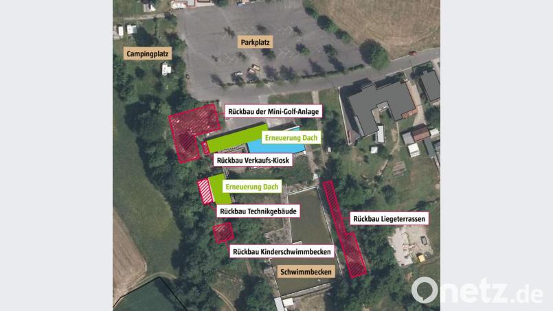 So soll der Rückbau des Freibads nach einer Beilage in der Sitzungsvorlage aussehen. Bild: Architekturbüro Haimerl/exb