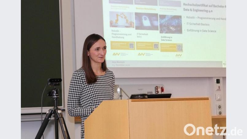 Projektleiterin Anja Wurdack erläutert &quot;OTH mind&quot;. Bild: Wiesel/OTH Amberg-Weiden