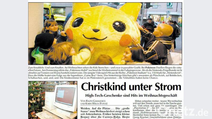 Trendgeschenke zum Weihnachtsfest 2000 Jahren waren vor allem eines: gelb. Das zeigt der Artikel im "Neuen Tag" aus dem entsprechenden Jahr wenige Tage vor Heiligabend. Repro: mte