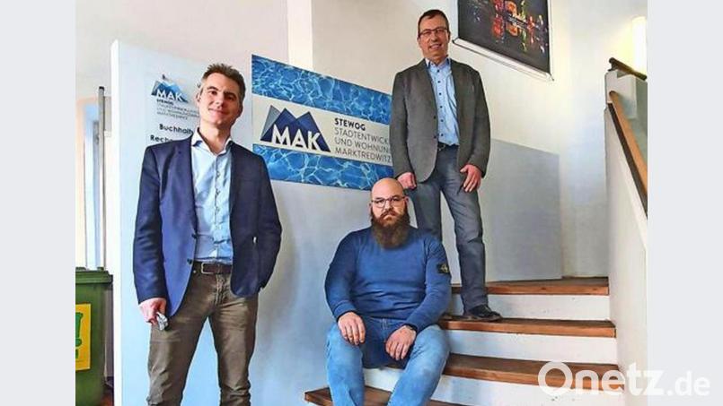 Stewog-Geschäftsführer Mario Wuttke, technischer Leiter Alexander Genari und der Leiter Vermietung, Carsten Seebauer (von links). Bild: Peggy Biczysko/fph