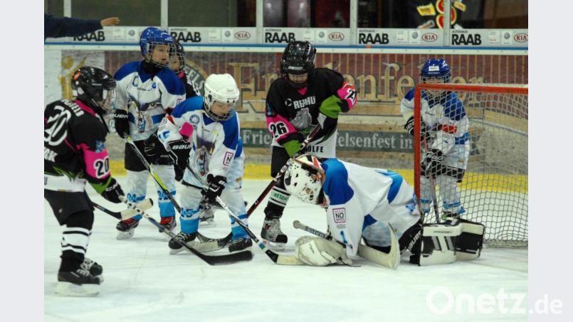 Szene aus einem Bambini-Spiel zwischen den Young Blue Devils und dem VER Selb. Aktuell können die Weidener Eishockey-Kids davon nur träumen. Archivbild: gb