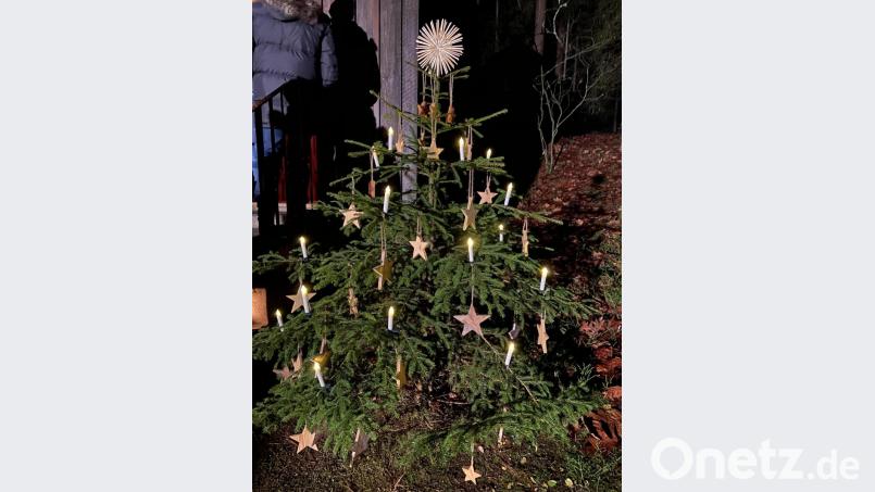 Ein liebevoll von der Familie Grillmeier geschmückter Weihnachtsbaum bildete unter anderem die Kulisse bei der Waldweihnacht. Bild: Hubert Heinzl/ exb