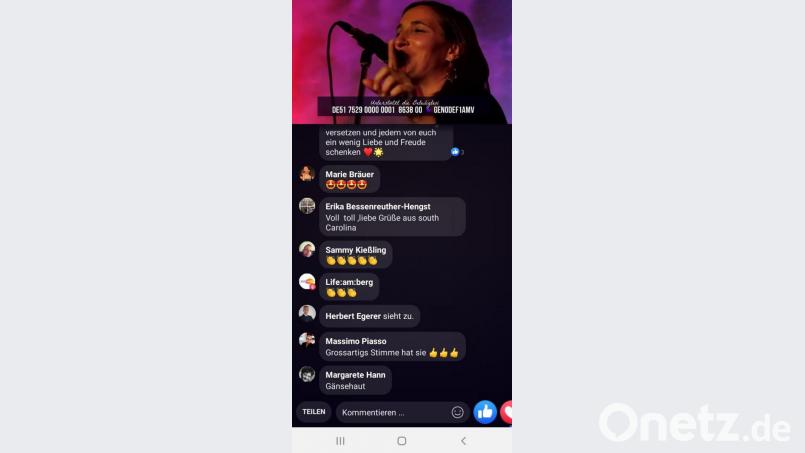 Während Diana Laden singt, kommentieren die Fans in Echtzeit. Screenshot:  facebook.com/lifeamberg