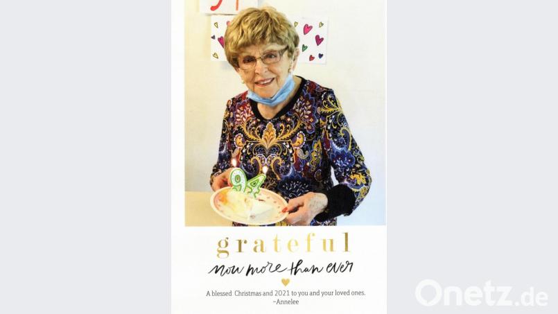 Diese Grußkarte hat der Arbeitskreis Heimatpflege von der gebürtigen Mitterteicherin Annelee Woodstrom (früher Anneliese Sölch) erhalten. &quot;Dankbar - jetzt mehr als je zuvor&quot; heißt es unter dem Foto. Bild: wmr