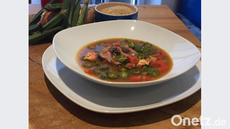 Der Gumbo schmeckt mit Reis als Beilage besonders lecker. Bild: Michael Schiffer