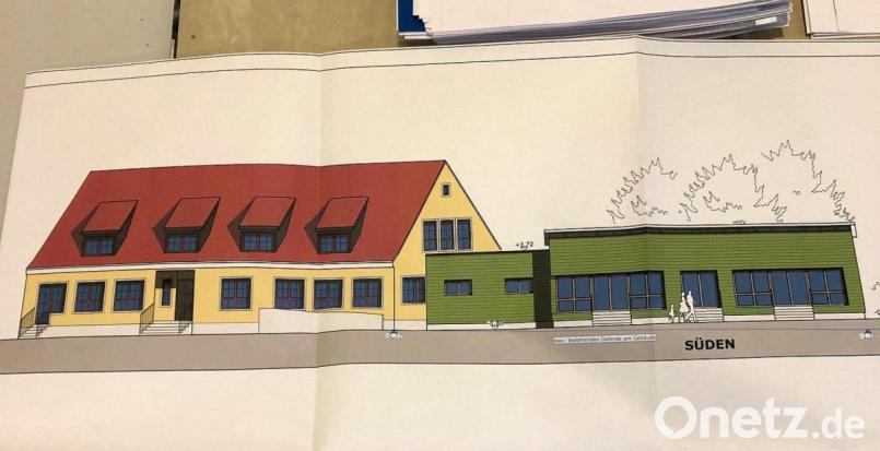 Ansicht: Der Alt- und Neubau von der Südseite. Bild: bjo