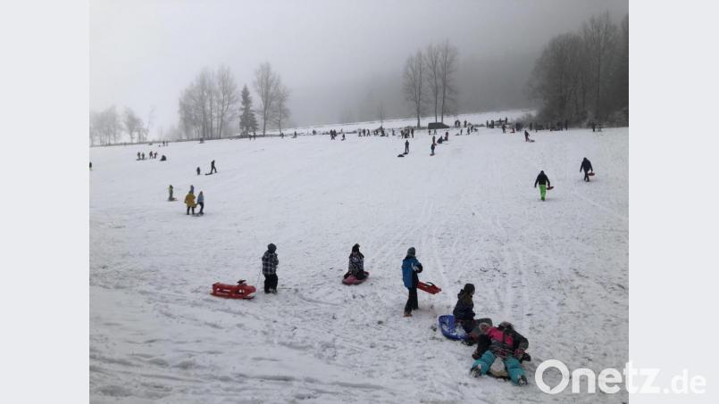 Rund um den Fahrenberg war am Wochenende viel los. Zahlreiche Familien aus der Umgebung fuhren zum Ski- und Snowboardzentrum und sausten mit Schlitten die Hügel hinunter. Von den Wintersportlern bevölkert war dabei hauptsächlich der Gegenhang zur normalen Skiabfahrt. Aber auch rund um den Gipfel tummelten sich die Schlittenfahrer. Bild: ck