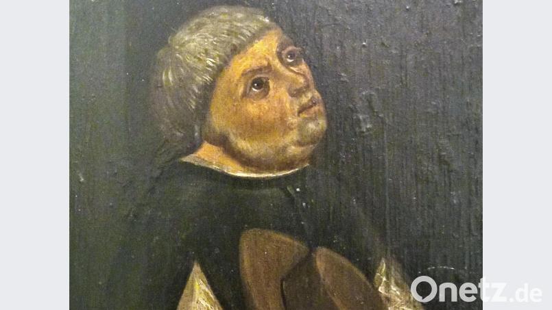 Sigmund Wann „vor dem Crucifix Ruiendt, und Bettend, die Hände unter einen kleinen Hüttl haltend, schwartz und weiß gekleÿdet wie ein Dominikanes… “, wie es in einer historischen Beschreibung zu dem Gemälde wörtlich heißt. Repro: Chebské Muzeum/exb