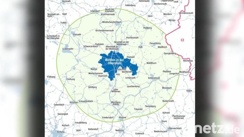 Der 15-Kilometer-Radius am Beispiel von Weiden in der Oberpfalz. Grafik: gld