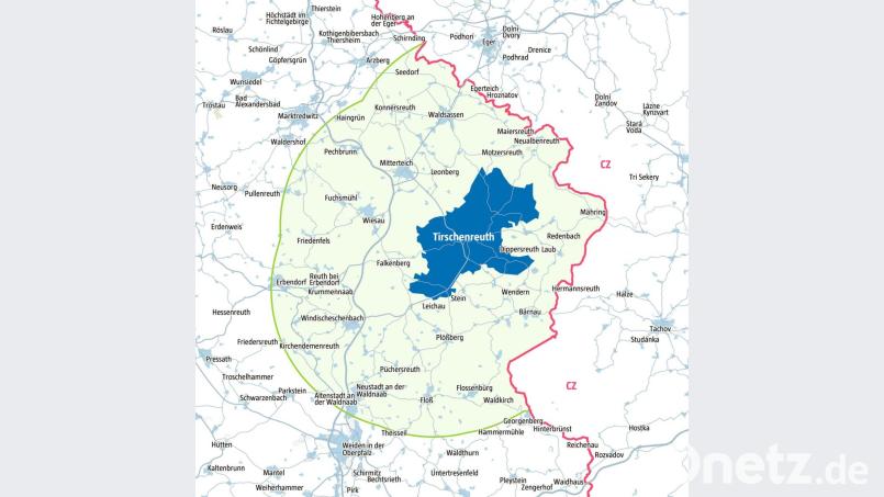Der 15-Kilometer-Radius um Tirschenreuth. Bild: agentur_dpa