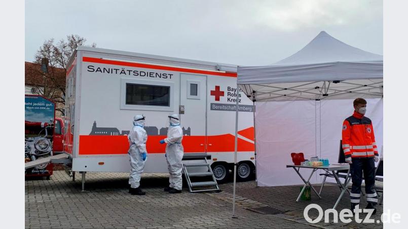 Die mobile Wache des BRK-Kreisverbands Amberg-Sulzbach, in der die Besuchertests stattfinden sollen. Bild: BRK-Kreisverband Amberg-Sulzbach