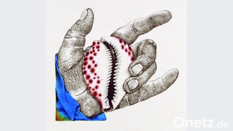 Die Handlinien werden zu einem charakteristischen Erkennungsmerkmal in Michael Mathias Prechtls Werk. Bild: Michael Mathias Prechtl: Muschelhand, aus "Michael Mathias Prechtl - Das druckgraphische Werk", 1974