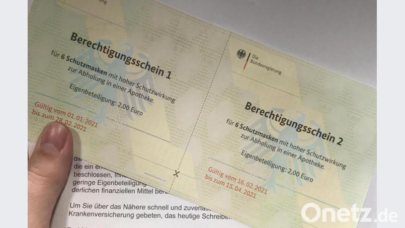 Bezugsschein und Anschreiben für die FFP-2-Masken. Bild: exb