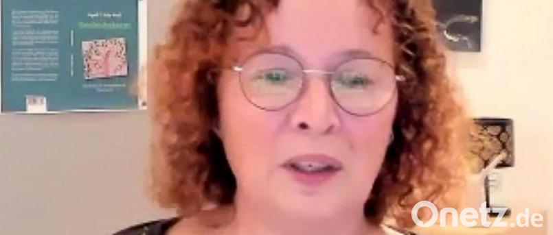 Sigrid Stilp-Weiß bei der Online-Präsentation ihres neuen Buchs. Screenshot: Bühner