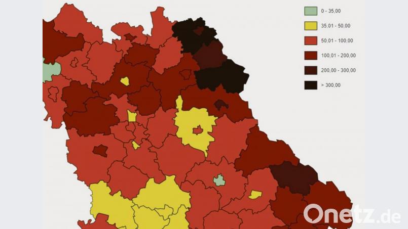 Die Inzidenz-Werte für die Oberpfalz: Stand: 4. Februar 2021, 8 Uhr Bild: Quelle: Landesamt für Gesundheit und Lebensmittelsicherheit/www.lgl.bayern.de