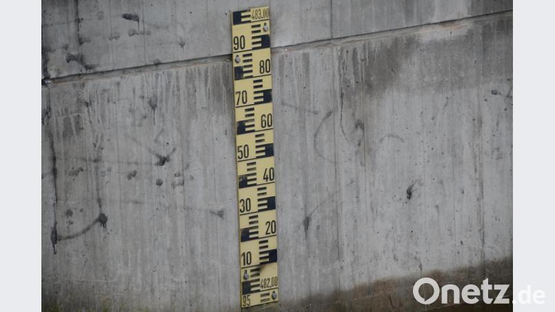 Pegel am Einlaufbauwerk am Stausee Bild: ak