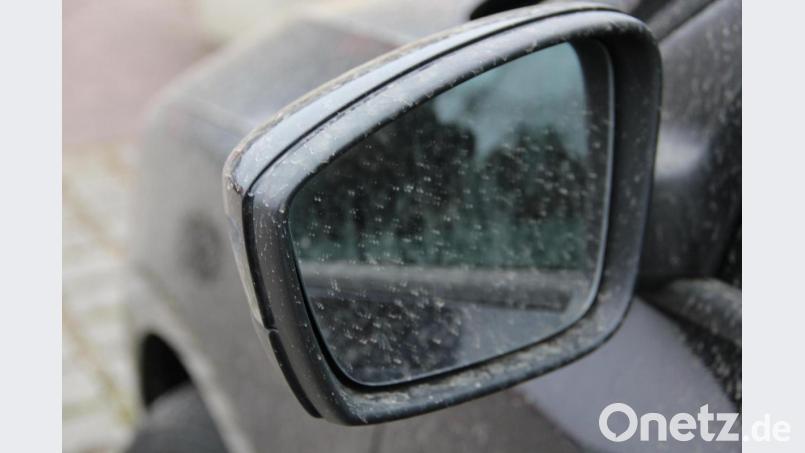 Regentropfen transportierten den Saharastaub Richtung Boden - schön zu sehen an den Autos. Bild: gri