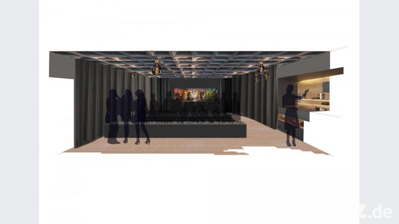 Die Planungen für das Marionettentheater in der ehemaligen Fronberger Sparkasse stehen. Der Innenraum wird mit einfachen Mittel ansprechend gestaltet. Bild: Architekturbüro quadrat45°/exb