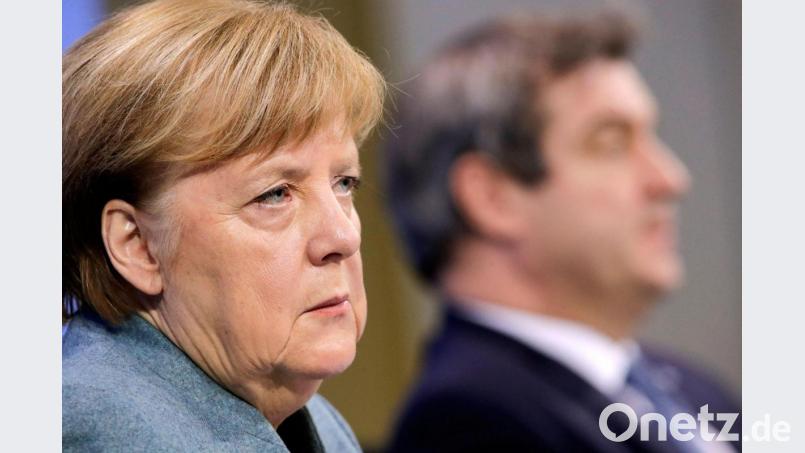 Kanzlerin Angela Merkel (CDU) und Markus Söder, Ministerpräsident von Bayern. Bild: Hannibal Hanschke/Reuters-Pool/dpa/