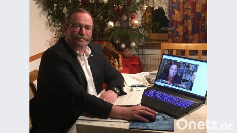 Andreas Otterbein, Bezirksvorsitzender des CSU-Arbeitskreises Außen- und Sicherheitspolitik, im Online-Meeting mit General a.D. Ben Hodges. Bild: brü