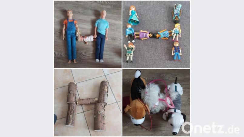 Den neuen Buchstabe H kann man nicht nur schreiben, sondern auch anderweitig darstellen, erkannten die Erstklässler. Bild: Grundschule Kulmain/exb