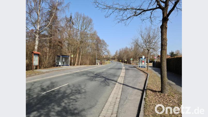 Am Ortseingang bei der Wolfgangsiedlung wird oft zu schnell gefahren und ist gefährlich für die Schüler an den Bushaltestellen. Lukas Braun denkt über Maßnahmen nach. Bild: sne