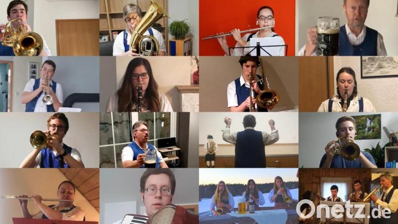Online spielten die Mitglieder der Jugendblaskapelle zwei Stimmungslieder ein. Jeder der möchte, kann sich damit an das Starkbierfest, das leider ausfallen muss im Internet erinnern lassen und an den Melodien erfreuen. Screenshot: adj