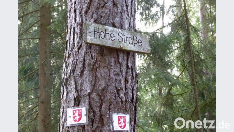 Die &quot;Hohe Straße&quot; und die &quot;Goldene Straße&quot;(Siehe Markierung) ziehen ein Stück gemeinsam durch den Wald. Bild: fsb