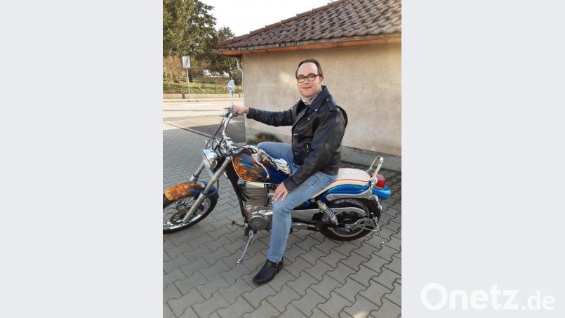 Michael Gradl auf seiner Savage, einer 650er Suzuki. Bild: gsp