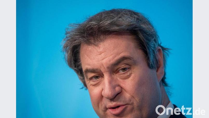 Ministerpräsident Markus Söder (CSU) bei der Pressekonferenz nach der Sitzung des Kabinetts. Bild: Peter Kneffel