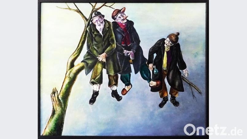 Das Ölgemälde &quot;Alte Männer auf einem Ast&quot; (nach Goya) stellt Peter Kuschel vom 8. bis 14. März im Schaufenster der Galerie der Gruppe 81 aus. Archivbild: hka
