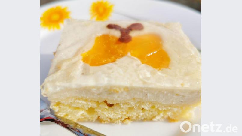 Schnell gemacht ist der Quarkkuchen vom Blech. Wer mag, kann aus den Mandarinen kleine Schmetterlinge dekorieren und mit flüssiger Schokolade Fühler aufmalen. Bild: Heike Heindl/exb