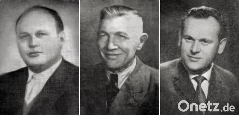 Die drei Entscheidungsträger beim Turnhallenbau in Mehlmeisel 1961(von links): Landrat Valentin Kuhbandner, Bürgermeister Michael Schinner, Sportvereinsvorsitzender Richard Fischer. Archivbild: Josef Wiche/exb