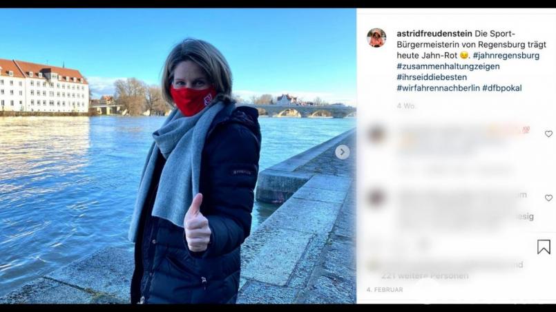 Astrid Freudenstein zeigt auf Social Media gerne, dass sie Regensburgs Sport-Bürgermeisterin ist. Screenshot: Instagram/Astrid Freudenstein