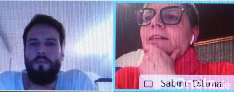 Anästhesie-Pflegekraft Steve Brachwitz (links) fühlt sich bei der Auszahlung der Pflegeprämien benachteiligt. SPD-Bundestagsabgeordnete Sabine Dittmar (rechts) sieht die Krankenhaus-Träger in der Verantwortung. Bild: Hirsch