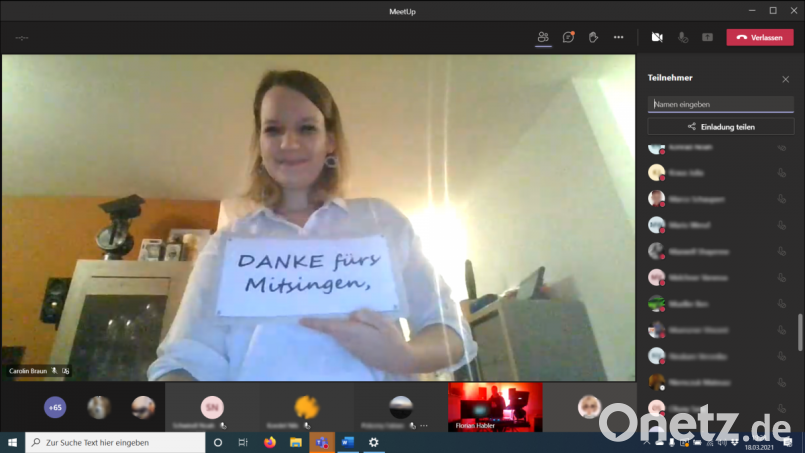 Mit "Danke fürs Mitsingen & bis bald im Klassenzimmer" verabschiedete sich Carolin Braun zum Disco-Ende von ihren Schülern. Bild: rn