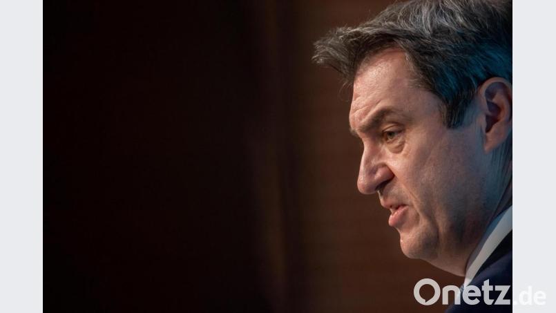 Markus Söder bei der Pressekonferenz zum Oster-Lockdown in Bayern. teil. Bild: Peter Kneffel/dpa