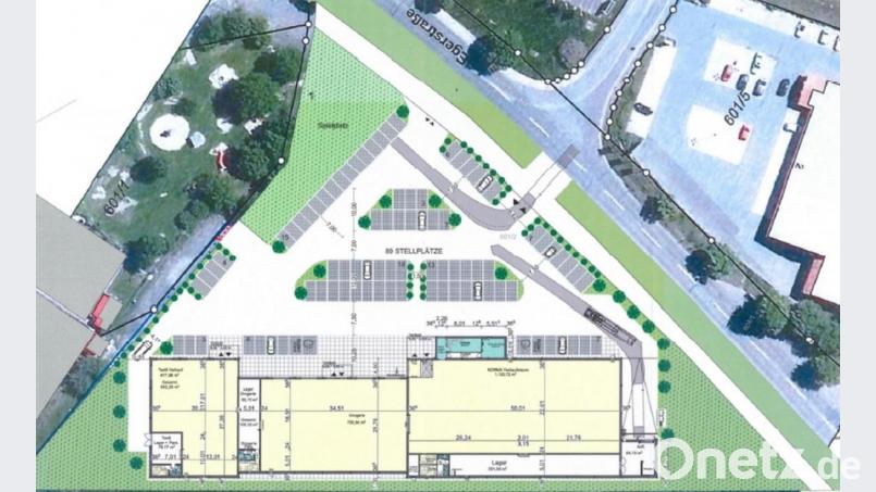 Norma baut im westlichen Teil der Egerstraße, nahe des Sportzentrums. Der Bauantrag wurde am Montag einstimmig genehmigt. Auf den Weg gebracht wurden auch der dafür notwendige Bebauungsplan und die Änderung des Flächennutzungsplans. Grafik: Gemeinde Wiesau/exb
