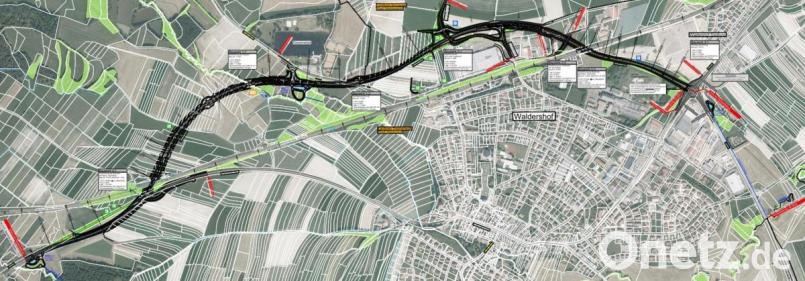 Auf dieser Trasse verläuft die 3,43 Kilometer lange Ortsumgehung von Waldershof. Die Kosten für das Mammutprojekt liegen bei 32 Millionen Euro. Bild: Staatliches Bauamt Amberg-Sulzbach/exb